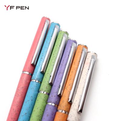 China 2022 Normal Wheatstrw Material Customize Logo Pen Slim Cheap Price Eco Friendly Pens for sale