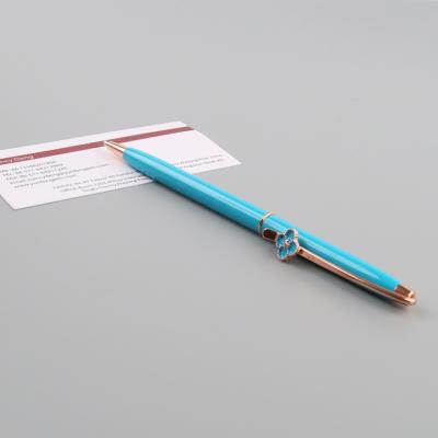 China 2022 New Beautiful Promotional Retail Wholesale Metal Flower Metal Slim Cute Ball Pen For Girls for sale