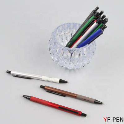 China Pen New Custom Marking Silver Black Metal Ball Pen Promotional Metal Pens With Soft Handle for sale