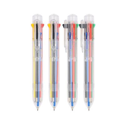 China Full Size 6 In 1 Multi Color Kids Clear Ball Pens Barrel With Deco Paper On Barrel for sale