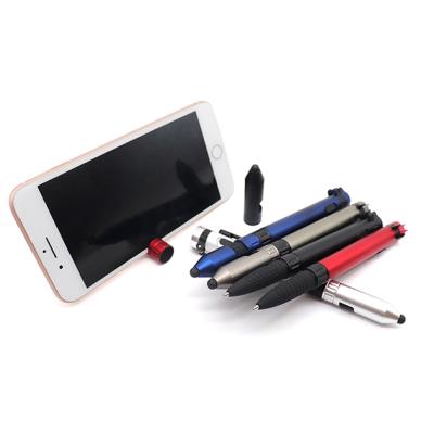 China Pen Multi Function Tool Promotional Pen with Style Touch Stylus Light Cool Pen with Logo Compass Phone Holder Custom Made for sale