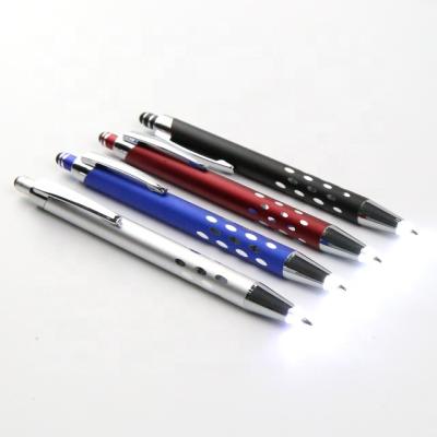 China Promotional Light Pen Stylus Click Ball Pen Logo Laser Metal Pen Aluminum LED Ball Pen Refill for sale