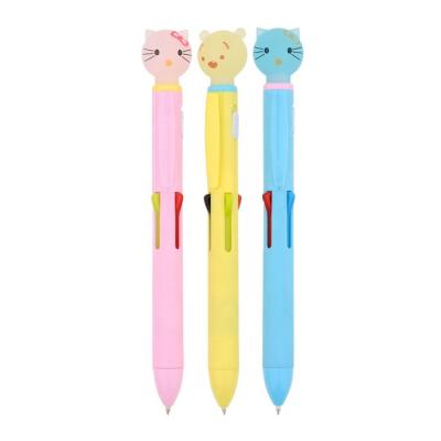 China Promotional Pen 4 in 1 Custom Multi Color Kawai Cartoon Park with LED Cat Bear Animal Lighting Design for sale