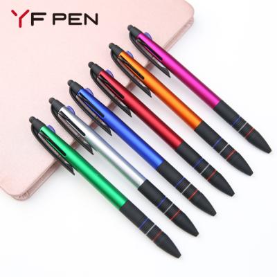 China Promotional Full Size Hot Selling Plastic Customize Logo Printing Multicolor 3 in 1 Touch Screen Stylus Ball Pen for sale