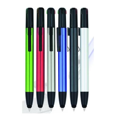 China Normal 2022 4 color high quality wholesale 4 in 1gifts multi color metal aluminum ball pen with stylus touch screen for sale