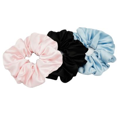 China 2021 Eco-friendly Solid Color Mulberry Silk Hair Scrunchies 16mm Width 5cm Tall Fashionable Custom Factory Price for sale