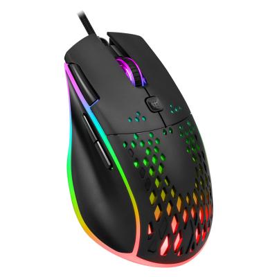 China 3D RGB Gaming Mouse Optical USB Rechargeable Hollow Honeycomb Wired Gamer Mouse for sale