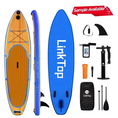 China Unisex Fast Delivery Lightweight PVC Sup Board Custom Wood Grain Inflatable Paddleboard with Wooden Design for sale