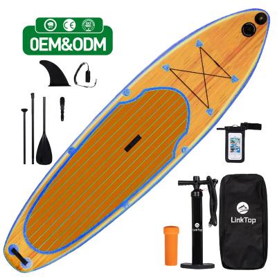 China New Design Unisex Wholesale Wooden Grain Inflatable Paddleboard Comic Soft Paddle Board SIP For Water Surfing for sale