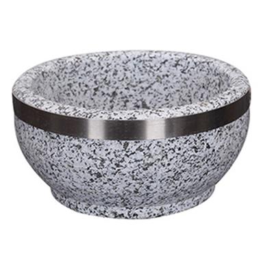 China Sustainable Bowl Rice Bibimbap Korea Stone Pot With Wooden Tray for sale