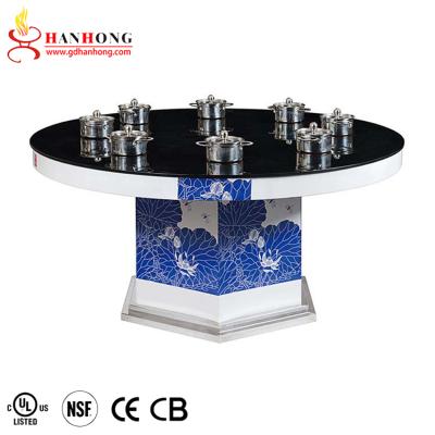 China One Person Hot Pot Cooker One Induction Table Small Table Marble Pot Rotating Hot Pot Table for sale