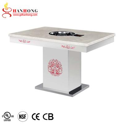 China High end commercial custom revolving restaurant table furniture hot pot desk Korean hot pot table for sale