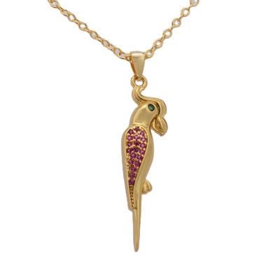 China 2021 New Design TRENDY Popular Jewelry Cartoon Brass 18K Gold Plated Parrot Animal Necklace For Women for sale