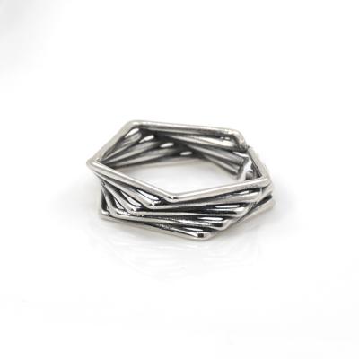 China FASHIONABLE Women 925 Sterling Silver Personalized Vintage Men's Pentagon Ring for sale