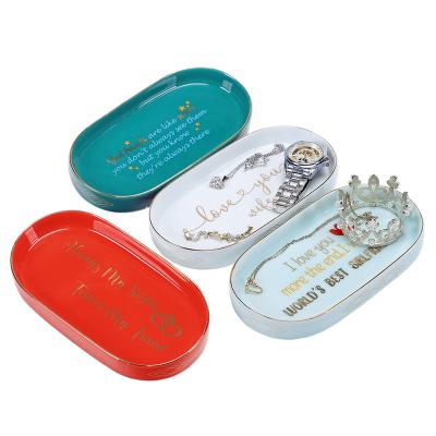 China Eco-friendly Ready To Ship Mom Birthday Gift Ceramic Jewelry Tray Dish With Interesting Gift Box for sale