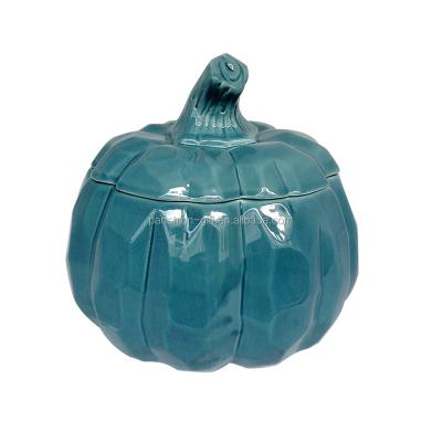 China Halloween Decoration Vantage Thanksgiving Ceramic Pumpkin Candy Jar With Lid for sale