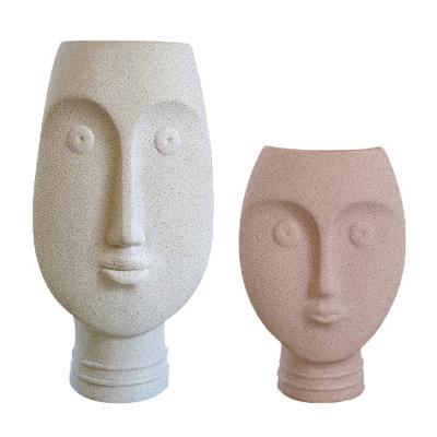 China Nordic Wholesale Creative Modern 3D Face Ceramic Flower Vase for sale