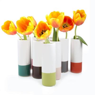 China Cylinder Modern Decorative Tall Wedding Ceramic Flower Vase for sale