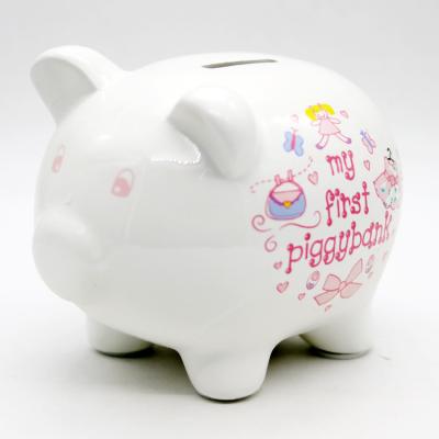 China Eco-friendly Wholesale Animal Shaped Ceramic Kids Pig Swine Coin Bank for sale