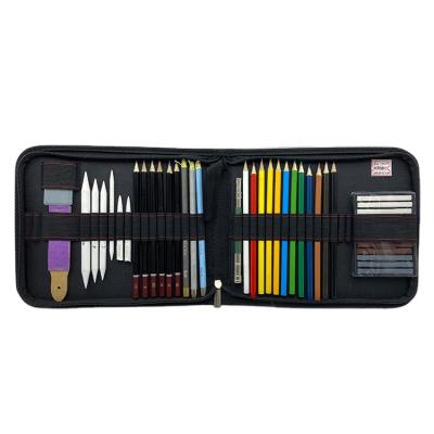 China Best Selling Pencil Drawing Kit Kids Art Sets With Canvas Bag Environmental Friendly Sketching Set for sale