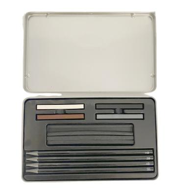 China Professional Artist Environmental Friendly Sketching Drawing Set Woodless Graphite Pencil Art Set Tin Box for sale