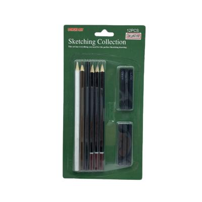 China 12 Pcs Environmental Friendly Professional Art Supplies Sketching Drawing Charcoal Pencil Set For Artists for sale