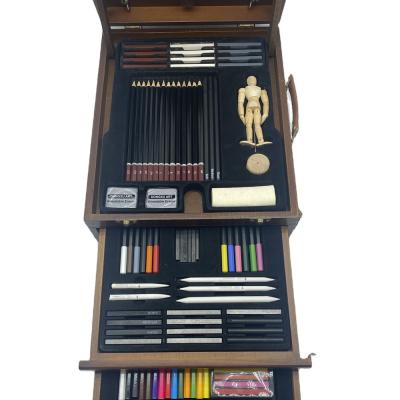 China Environmental Friendly Professional Artist Wooden Box Sketching Sketching Art Supplies Set Drawing Tools, Sketching and Drawing Kit with Easel for sale