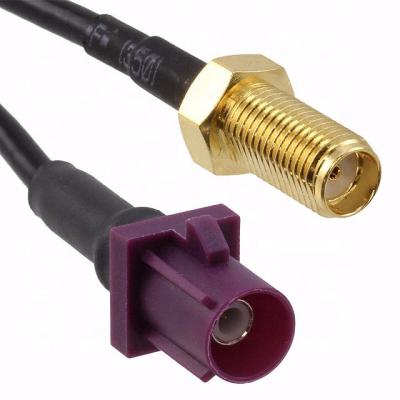 China RF Device D Code FAKRA SMB Connector Male Purple Plug To SMA Female Pigtail RG174 Cable for sale