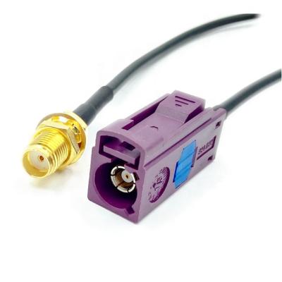 China RF Device D-Code FAKRA SMB Connector Bordeaux Purple JACK To SMA Female Pigtail RG174 Cable For Antenna for sale