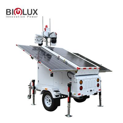 China Diesel Solar Hybrid Surveillance Tower Trailer with LED Light and PTZ Camera Tower BL3P for sale