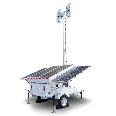 China Steel Movable Lighting Flood Light Rental Trailer With Solar Panel For Outdoor Event for sale