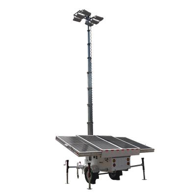 China Industrial Solar 600W LED Towable Light Tower For Rent Deploy On Construction Site Mine Or Outdoor Event With Durable Construction Design for sale