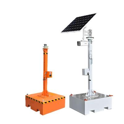 China Galvanized Steel Portable CCTV Tower On Telescopic Mast With Movable Base And Solar Camera for sale