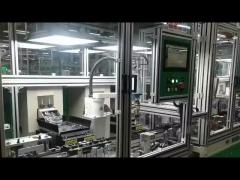 Fully automated assembly line for industrial coponents with buttons