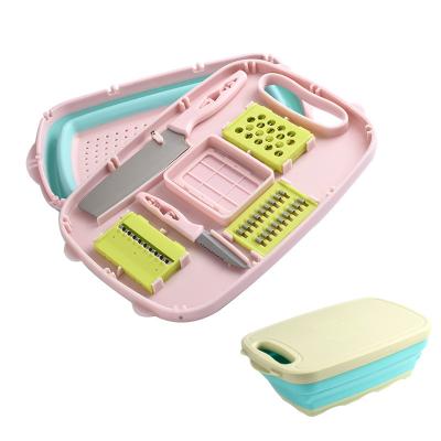 China Viable Kitchen Instruments TY2022 OEM/ODM Multifunctional Vegetable Cutting Board Set Plastic Folding Drain Basket Potato Grater for sale