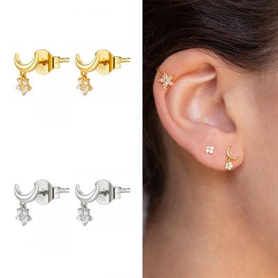 China MEENOY 925 Sterling Silver Ear Needle Single Hiphop Stud Earrings For Women for sale