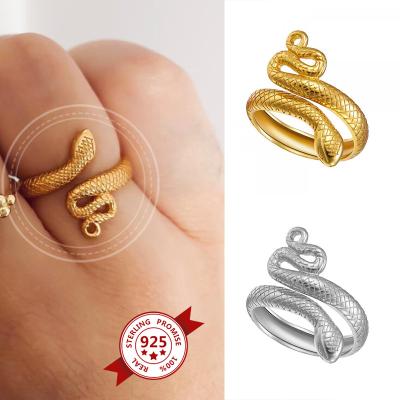 China MEENOY 925 Silver Cute Open Snake Shape Adjustable Size Adjustable Size Wedding Anniversary Gift Ring Fine Jewelry For Women for sale