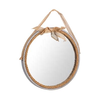 China Minimalist round mirror with hemp rope for wall hanging - direct order for sale