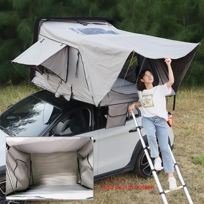 China Skylight add hot 2023 cottco auto roof tent with skylight heat insulation cotton folding camper roof tent for SUV ABS truck roof tent for sale