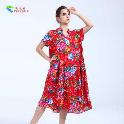 China Natural Waistline Long Cotton Summer Dresses Chinese Style Pattern ZTZS501 for sale