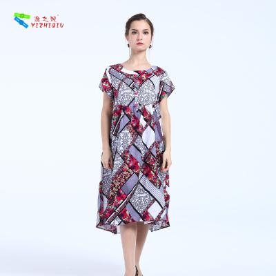 China O Neck One Piece Long Cotton Summer Dresses Fit And Flare Silhouette for sale