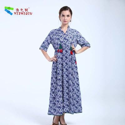 China Simple Slim Fitted Ladies Long Sleeve Dresses With Handmade Button Design for sale