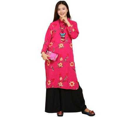 China Floral Printed Ladies Cotton Clothing Long Sleeve Winter Dresses Customized Color for sale