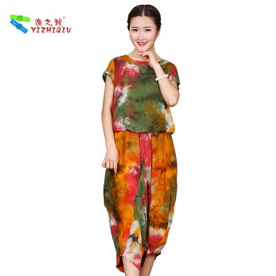 China OEM ODM Womens Linen Suits Clothing , Custom Printed Chinese Style Blouse for sale