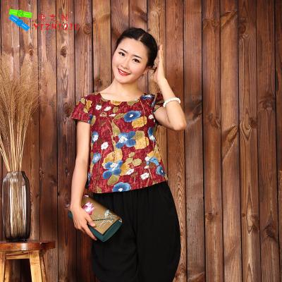 China None Decoration Chinese Ladies Blouses , Printed Chinese Blouse For Women for sale