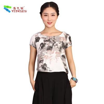 China OEM Traditional Chinese Womens Casual Blouses Short Sleeve XS-XXXL for sale