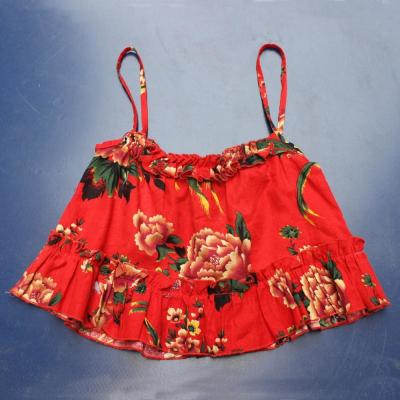 China Sexy Printed Sleeveless Halter Crop Top S-XXXL Size , Ruffles Decoration for sale