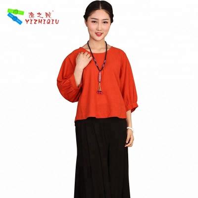 China YIZHIQIU ladies cotton tops and blouses casual para mujeres ropa mujer for sale