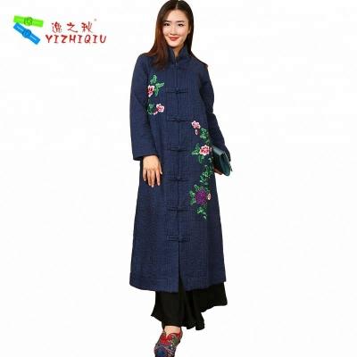 China Fashion Chinese Style Embroidered Winter Coats With Flowers / Vintage Decoration for sale