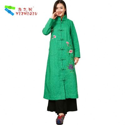 China Ladies Cotton Vintage Chinese Embroidered Jackets Coat Mandarin Collar for sale